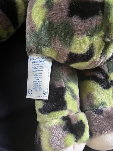 Build a Bear Camouflage Bear With Dog Tags & Brown Dog plush stuffed animal Lot - Picture 7 of 9