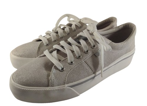 Keds Triple Kick Canvas Damen-Sneaker Gr. 8 grau schimmernd Schnürschuhe #WH66048