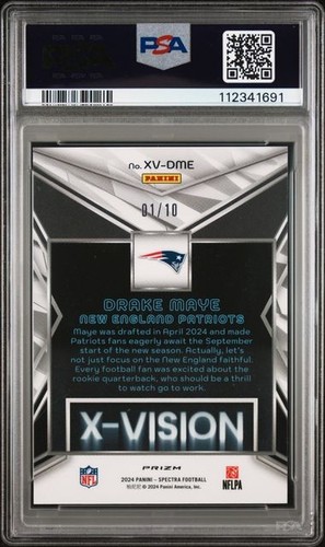 2024 Panini Spectra Drake Maye Rookie X-Vision Universal Prizm 1/10 PSA 10 - Picture 2 of 2