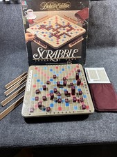 Scrabble Deluxe Turntable Edition Game 1989 Parker Brothers Burgundy Tiles USA