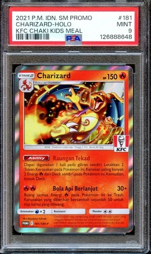 PSA 9 Charizard 181/SM-P Chaki KFC Indonesian Indonesia Promo Pokemon Card MINT