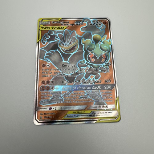 Marshadow & Machamp GX 198/214 Unbroken Bonds NM Full Art Pokemon Karte