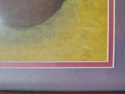 Pastel/painted still life drawing paper of apples / solid wood frame under glass - Picture 3 of 7