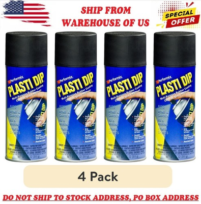 #ad 4 Pack Plasti Dip Matte Black Spray 11oz Rubberized Removable Car Rim Coating $34.88