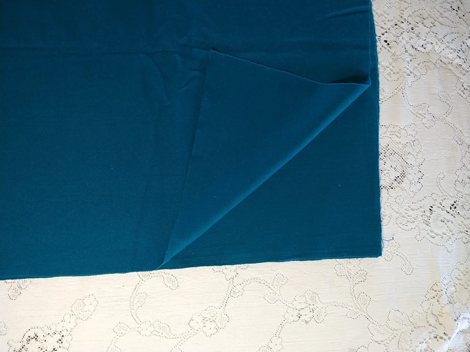 Teal Blue-Green Lightweight Wool Fabric 17x54" Cut Continuous - Image 3 of 3