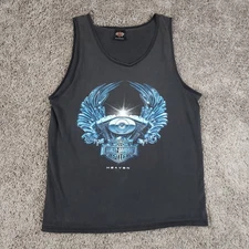 Vintage HARLEY-DAVIDSON Tank Top Mens Large Black Heaven Graphic 1995 USA Biker