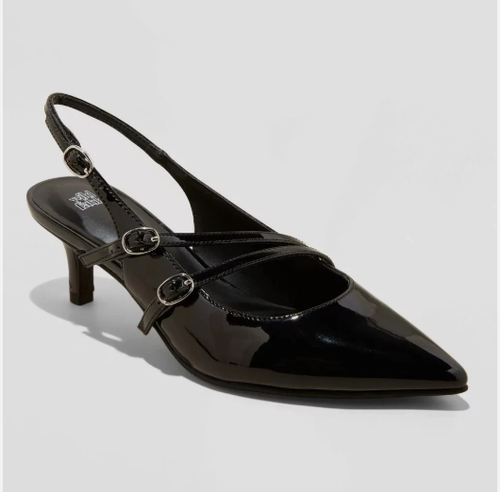 Sasha Schnalle Slingback Kätzchen Pumps Gr. 7 schwarz - Wild Fable