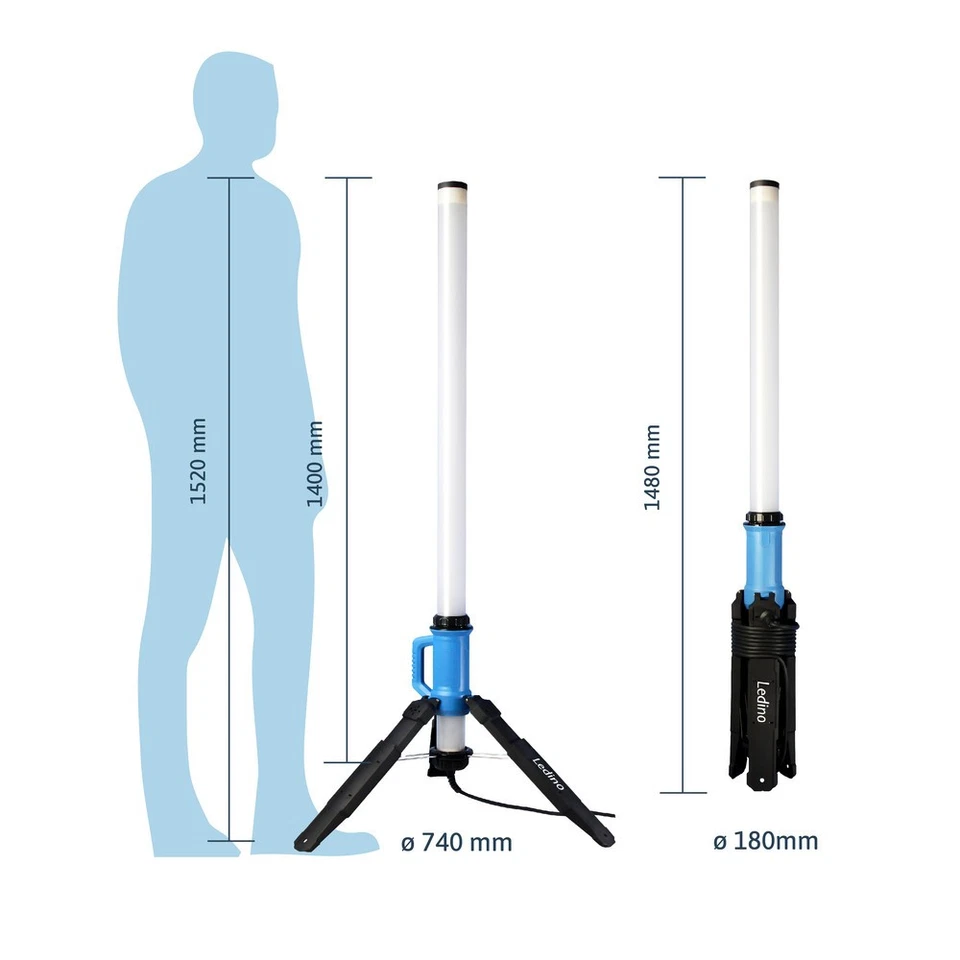 LED Baustrahler Arbeitsleuchte Strahler 360° 130 W 11680 lm mit Stecker Ledino - Bild 2 von 4