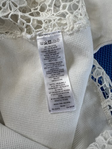 French Connection Top Size XS Oversized White Lace Crochet Mesh 100% Cotton - Picture 7 of 11