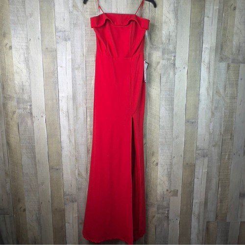 Crystal Doll Size 7 Sleeveless Red Long Dress W/32” Slit - Picture 2 of 13