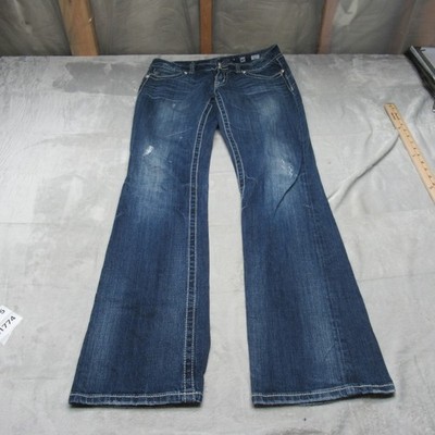 Miss Me Jeans Womens 30 Blue Denim Boot Cut Medium Wash Rhinestone Cross Fade