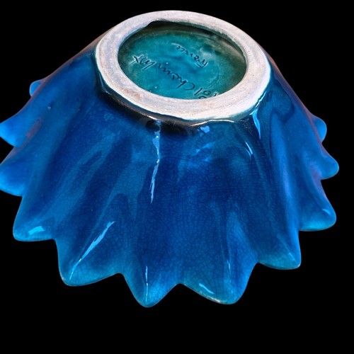Pol Chambost Blue Craqueler flower dish - Picture 10 of 19