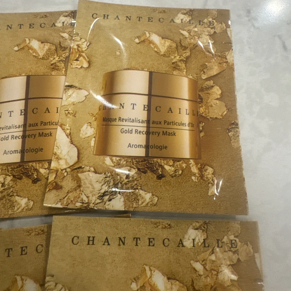 6 máscaras Chantecaille Gold Recovery Deluxe tamanho de viagem 0,07 oz/2 ml cada pacote - Imagem 2 de 3