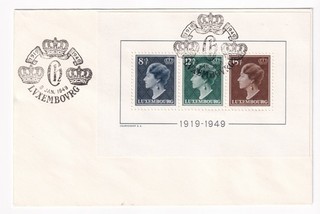 LUXEMBURGO 1949 30 M/HOJA USADA EN CUBIERTA SIN DIRECCIÓN GATO 60 £