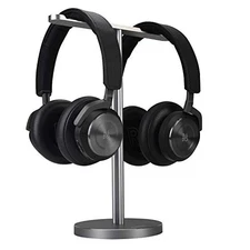 Double Headphones Stand,  Aluminum Alloy Desk 3 Headsets Holder Dual Spacegrey