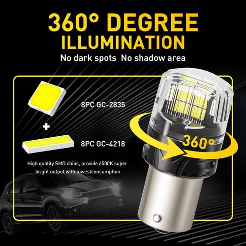 2/4/8X Blanco 1156 7506 16-LED Bombillas de Respaldo Inverso 6500K Canbus Libre de Errores - Imagen 3 de 13