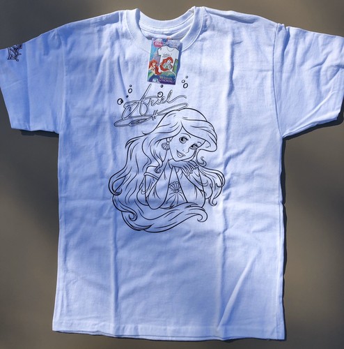Camiseta para colorear simplicidad PRINCESA ARIEL de Disney pequeña para niñas - Imagen 1 de 3