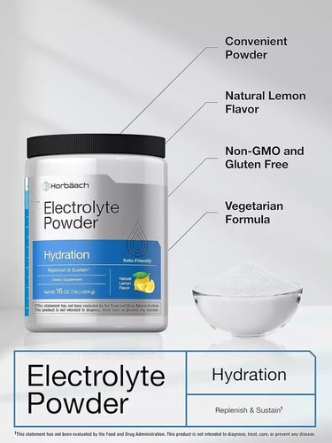 Electrolyte Powder 16oz 130 Servings Hydration Supplement Keto-Friendly Horbaach - Picture 4 of 8
