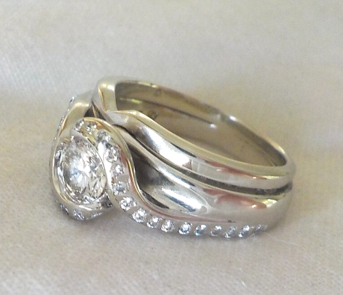 14k White Gold 0.42ct Euro Solitaire Diamond Ring Set - 6.04 gms, Sz 4.5, 0.58ct - Picture 11 of 13