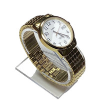 Timex Mens TW2U30500 Gold Tone Easy Reader Date Quartz Stretch Band New Battery