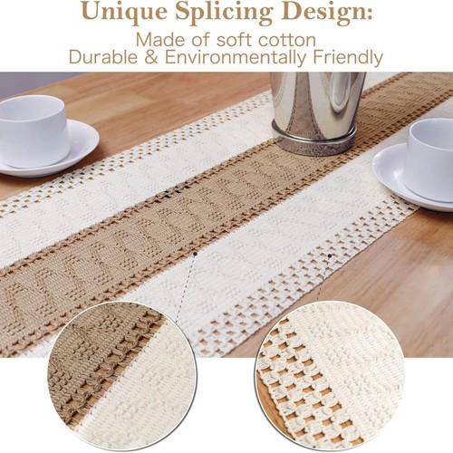 Natural Table Runner Modern Decor Cotton Crochet Lace for Tabletop Decoration - Picture 10 of 15