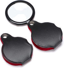 10X Small Magnifying Glass, 2 PCS Mini Pocket Magnifier Folding Magnify Glass wi