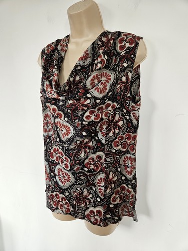 New with Tags ANOKHI Floral Cowl Neck Vest Top L Sleeveless Lightweight T-shirt - Picture 4 of 21