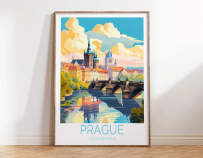 Prague Charles Bridge Czech Republic Art Poster Premium Quality Choose your Size