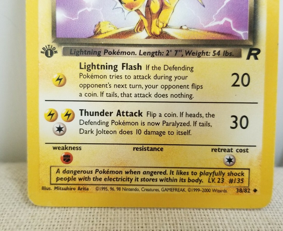 Pokemon Dark Jolteon Trading Game Card First Edition 36/82 Pokemon Dark Jolteon Trading Game Card First Edition 36/82