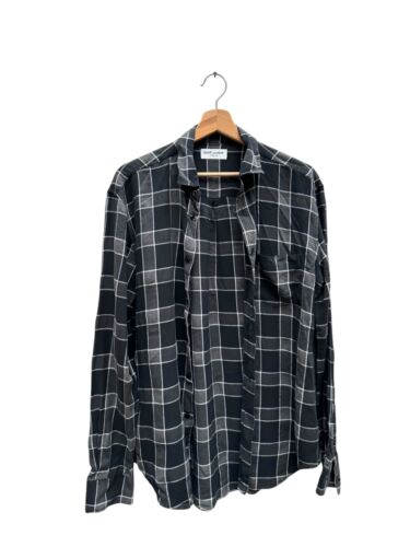 Saint Laurent Paris Navy Grey Checkered Shirt Size 39 / M - Picture 3 of 7