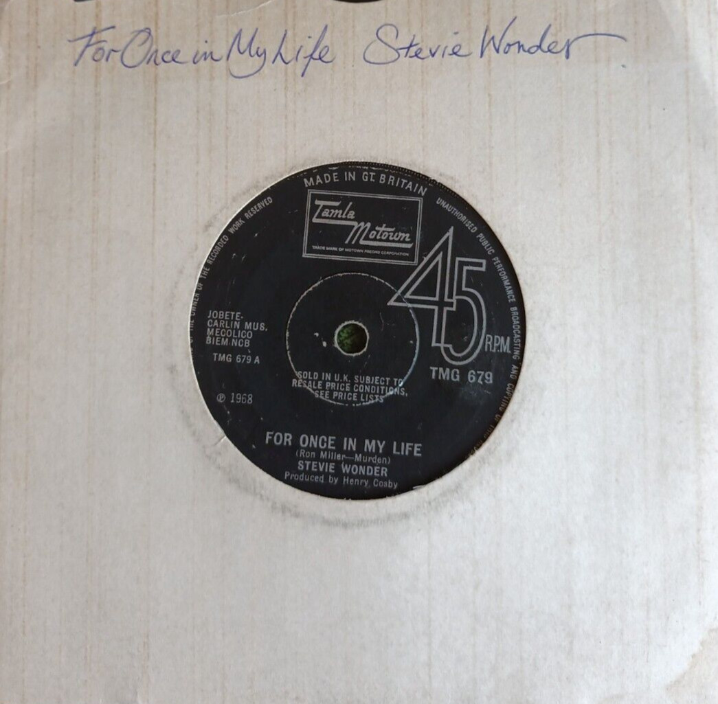photo of Stevie Wonder - For Once In My Life - 7 Vinyl Motown Tmg 679 Solid Centre 1968