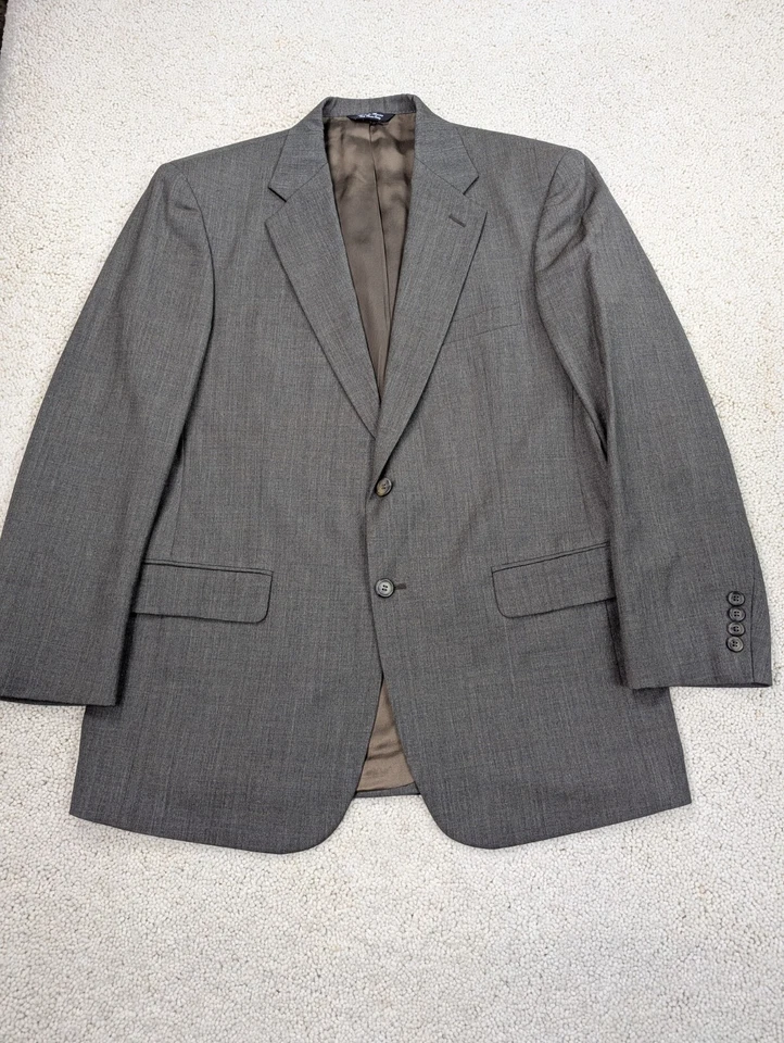 Terno masculino Bill Blass 40R 36x29 cinza marrom lã vintage 2 peças etiqueta preta 2 BTN - Imagem 2 de 4