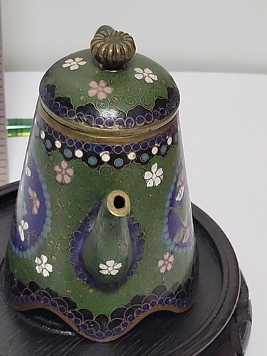 Antike japanische Cloisonne Deckel Teekanne Emaille Schmetterlinge & Phönix Goldstein - Bild 15 von 15