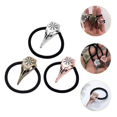 3pcs Viking Hair Jewelry Gothic Ponytail Hair Ties Halloween Hair Accessories