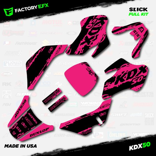 Black & Pink Slick Camo Racing Graphics kit Fits 03-06 Kawasaki Kdx50 Kdx 50 - Foto 4 di 5