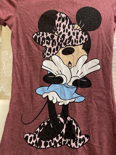 Woman’s Primark Disney Minnie Mouse Slim T Shirt Burgundy Short Sleeves Uk8 - Picture 5 of 9