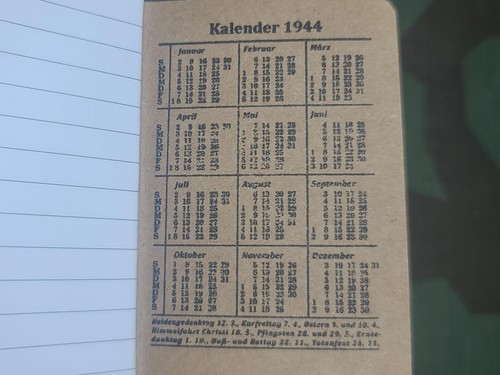 1 x Cuaderno de Bolsillo Repro Segunda Guerra Mundial Wehrmacht Alemán 1944 Reproducción Ejército - Imagen 8 de 8