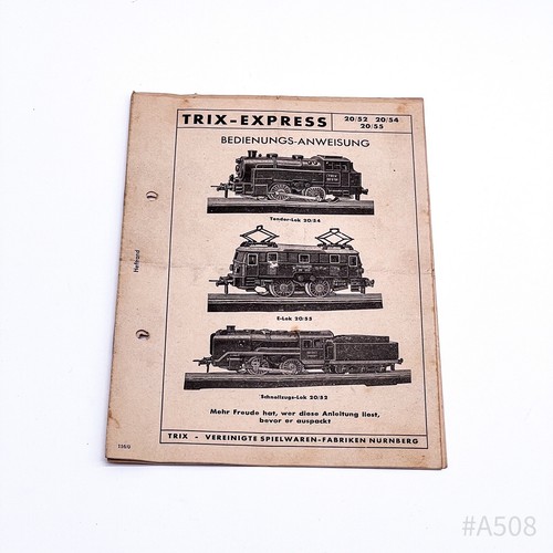 Trix Express Bedienungsanweisung Tender-Lok20/52 E-Lok20/54 Schnellzugs-Lok20/55 - Picture 2 of 2