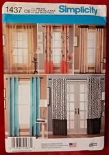 Simplicity Pattern 1437 Window Treatments in 2 Lengths Sewing Craft Project (H)