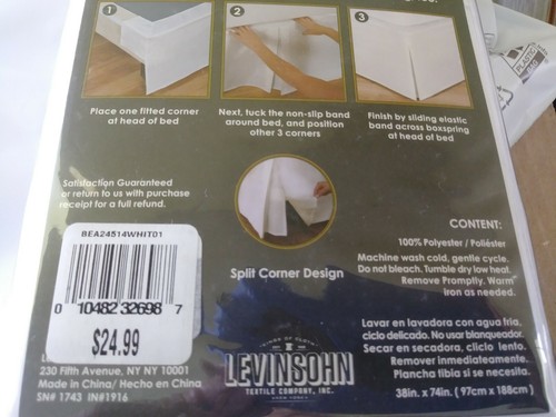 New in Bag Magic Skirt 14 inch Wrap Around Tailored Bed Skirt White Twin Size - Picture 7 of 11