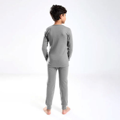 Boys Cotton Blend Waffle Knit Thermal Top & Bottom Underwear Set - Picture 10 of 18