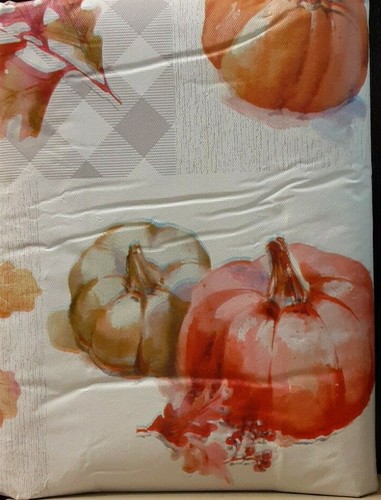 Celebrate! Harvest Pumpkin PEVA Tablecloth Checks Leaves, Pumpkins Berries NEW - Picture 4 of 4