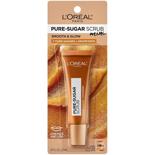 L'Oreal Paris Face Lip Scrub Smooth & Glow Pure Sugars Grapeseed 0.67 oz x2 Pack - Picture 5 of 5