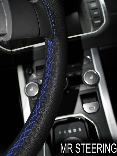 Para 10-13 VW Touareg MK2 Volante de Cuero Negro Cubierta R Azul Doble Pegatina - Imagen 4 de 5