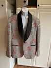 Kilburne Finch Tux Blazer Mens 54L Metallic Pink/Black Floral Tuxedo Formal Xmas