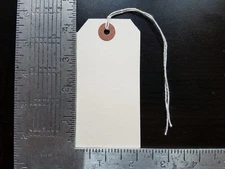 100 MANILA INVENTORY SHIPPING HANG TAGS SIZE #4 WITH STRING 4 1/4" X 2 1/8"