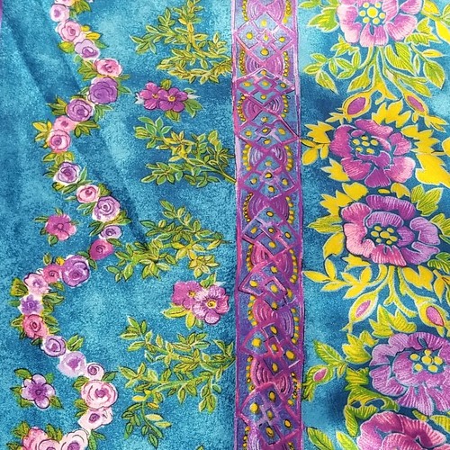 Winlar Lounge MuuMuu Dress Colorful One Size Fits Most Floral Turquoise V Neck - Picture 12 of 12