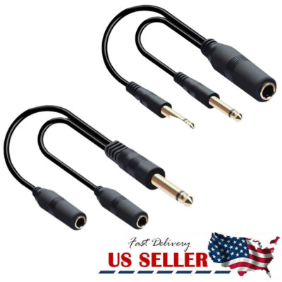 1/4'' 6.35mm TS Mono to Dual 1/4'' Y Splitter Cable Adapter Converter 30CM