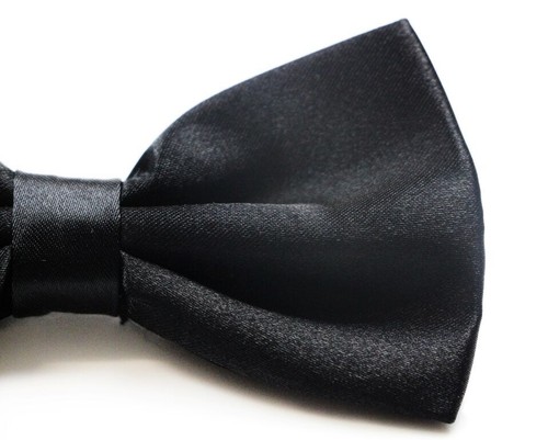 Mens Black Bow Tie Pre-Tied Wedding Formal Classic Fashion Fancy Accessory - Picture 3 of 3
