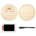 Baby Birth Announcement Sign with Marker Pen, Wooden Baby Birth Sign Boho Sun